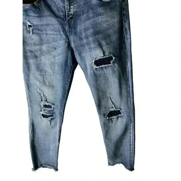 Tiffany Skinny Ankle Denim Jeans Womens Size 14 Distressed Tapered Raw Hem Blue - Picture 3 of 12